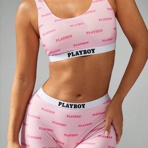 PLAYBOY Pink Sports Bra Set